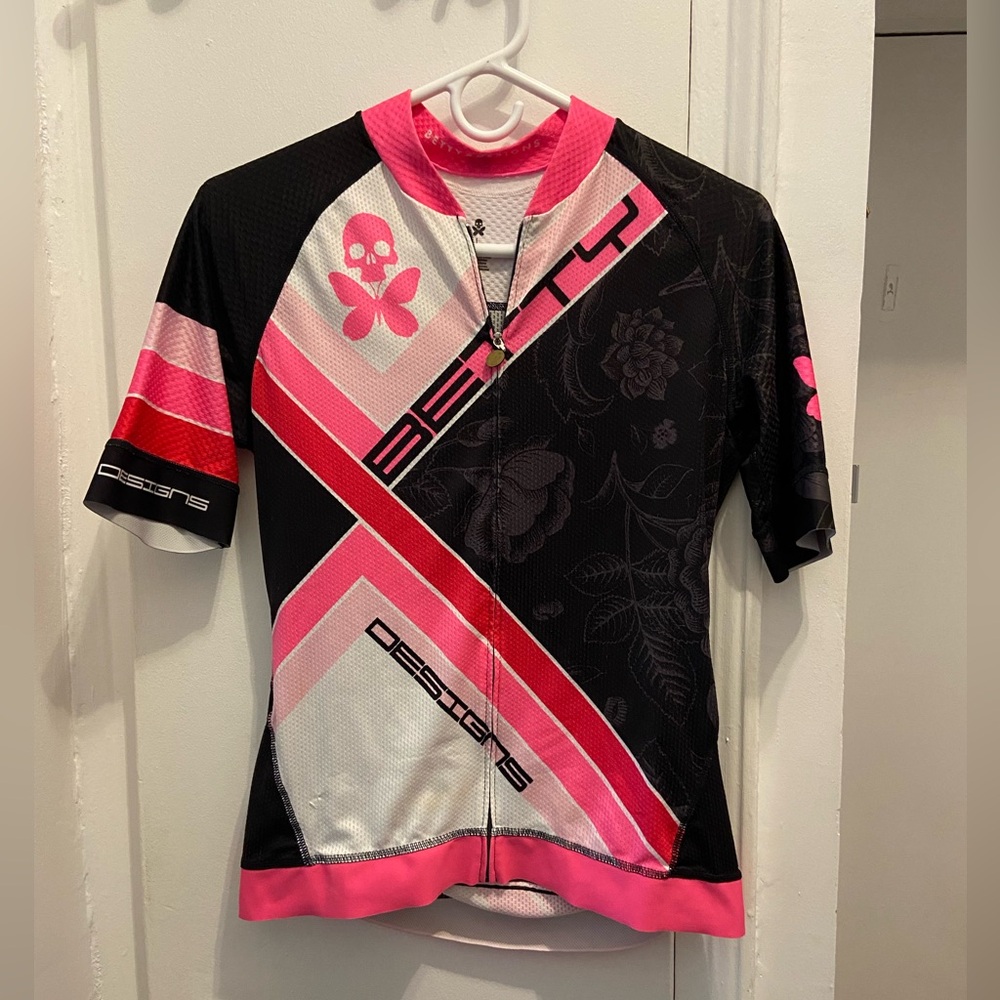 Betty Designs Black and Pink Cycling Jersey